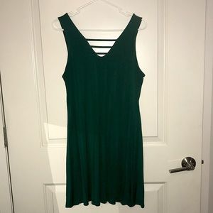 V-neck dark green dress